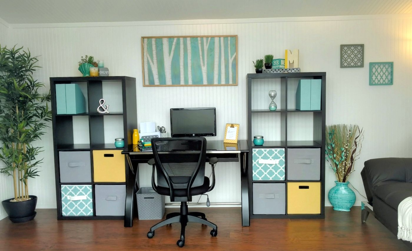 Finished backyard studio set up as a home office